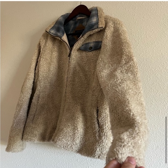 Pendleton Cream Sherpa Shearling Fuzzy Fleece Zip Up Jacket Women's Size Medium - Picture 7 of 12